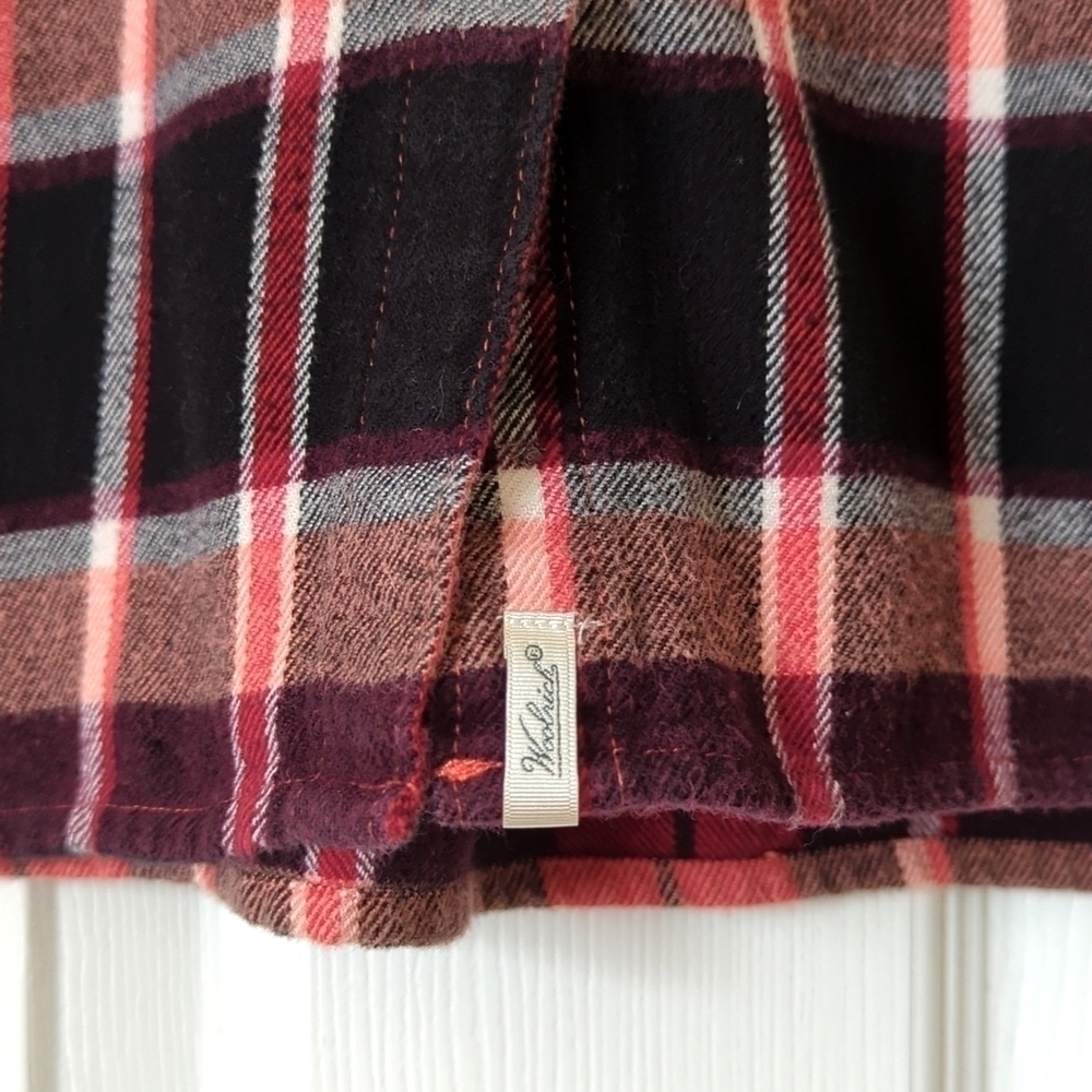 Woolrich Plaid Flannel Relaxed Fit Long Sleeve Button Down Shirt Red Burgundy S - Picture 10 of 14